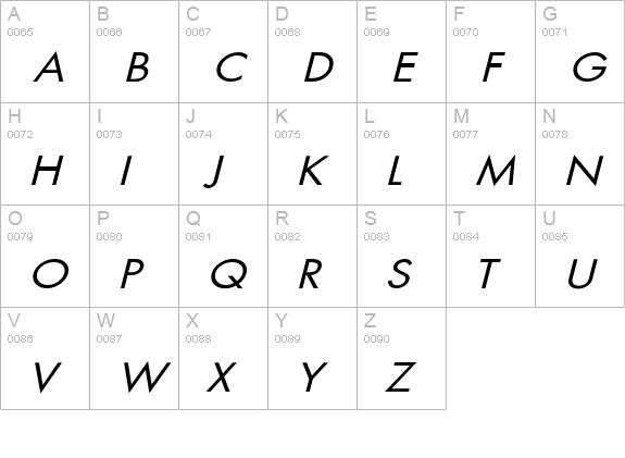 FuturaExtObl-No uppercase A-Z preview