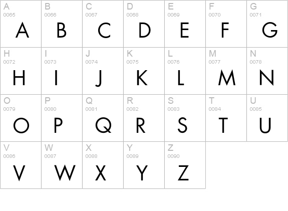 FuturaICG-Book uppercase A-Z preview