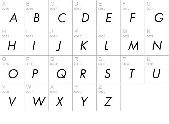 FuturaICG-BookOblique uppercase A-Z preview