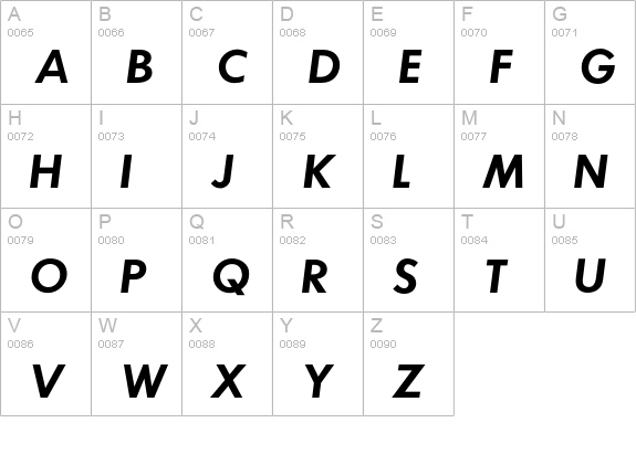 FuturaICG-DemiOblique uppercase A-Z preview