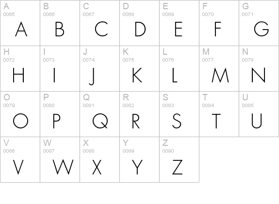 FuturaICG-Light uppercase A-Z preview
