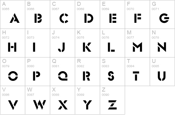 FuturaStencilICG uppercase A-Z preview
