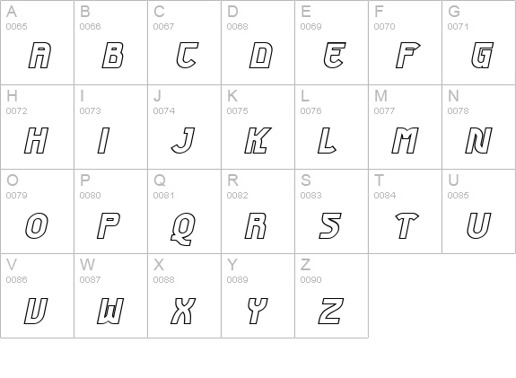 Futurex Phat Outline Italic uppercase A-Z preview