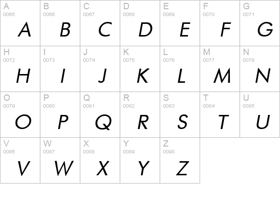 Futurist Fixed-width Italic uppercase A-Z preview