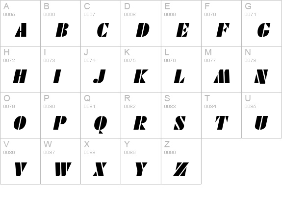 FuturistPoster Italic uppercase A-Z preview