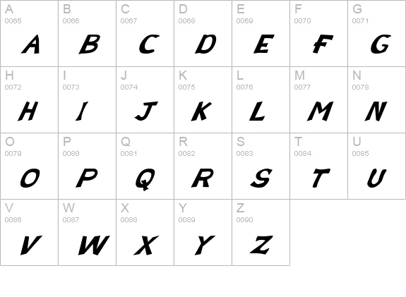 FZ BASIC 12 ITALIC uppercase A-Z preview