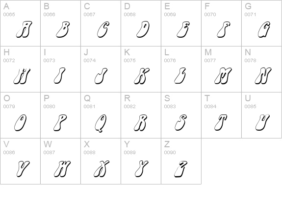 FZ JAZZY 14 3D ITALIC uppercase A-Z preview