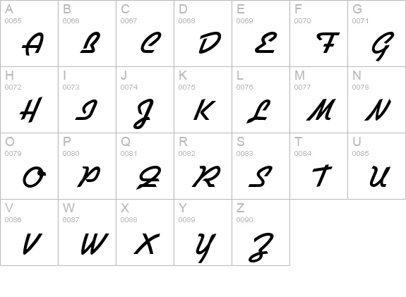 G731-Script-Regular uppercase A-Z preview