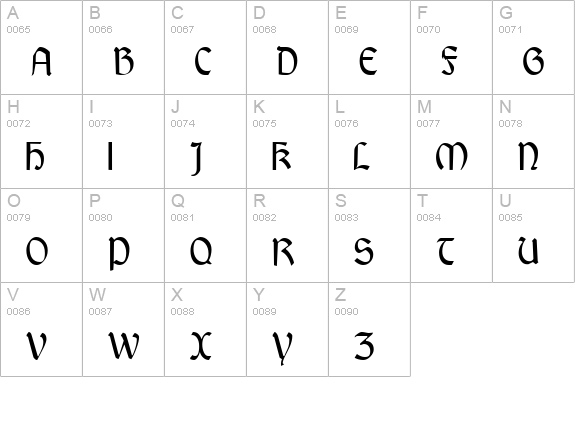 GaelicCondensed Regular uppercase A-Z preview