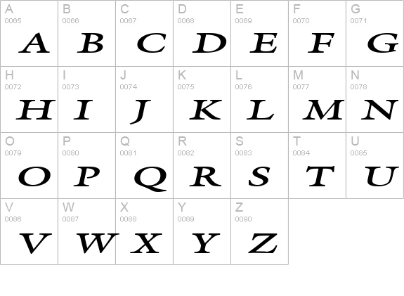 Galant Extended BoldItalic uppercase A-Z preview