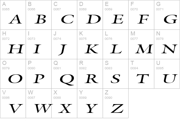 Galant Extended Italic uppercase A-Z preview
