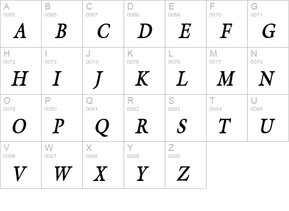 Galant Thin BoldItalic uppercase A-Z preview