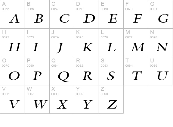 Galant Wide Italic uppercase A-Z preview