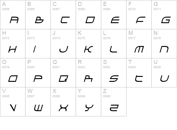 Galga Bold CondensedItalic uppercase A-Z preview