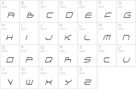 Galga Condensed Italic uppercase A-Z preview