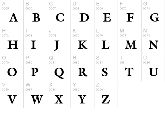 Galliard Bold uppercase A-Z preview