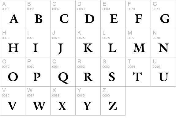 Galliard BT Bold uppercase A-Z preview