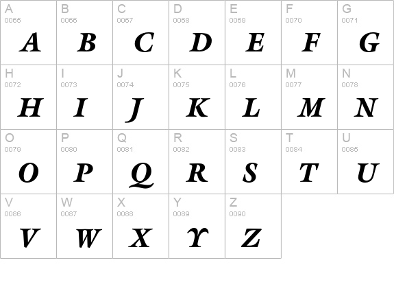 GalliardEF-BlackItalic uppercase A-Z preview