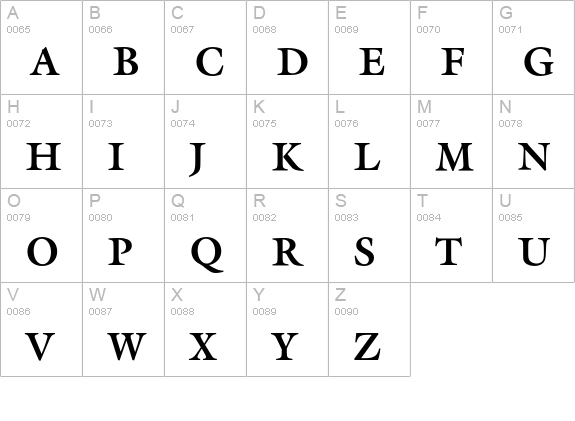 GalliardEF-Bold uppercase A-Z preview