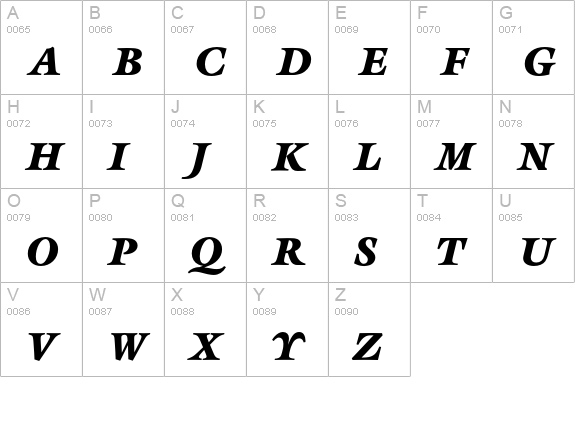 GalliardEF-UltraItalic uppercase A-Z preview