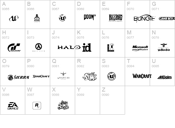 Game Logos uppercase A-Z preview