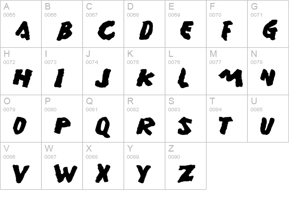 Gamera uppercase A-Z preview