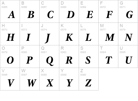GammaBoldItalic uppercase A-Z preview