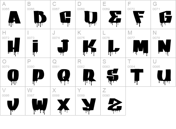 GANG BANG CRIME uppercase A-Z preview