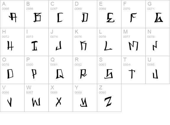 GANGSTA uppercase A-Z preview