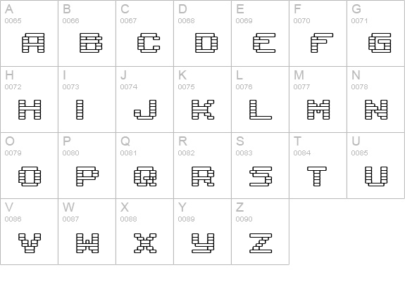 Gaposis Outline BRK uppercase A-Z preview