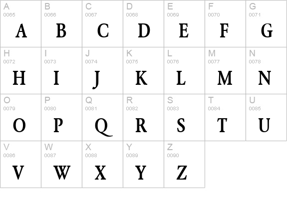 Garamond BE Medium Condensed uppercase A-Z preview
