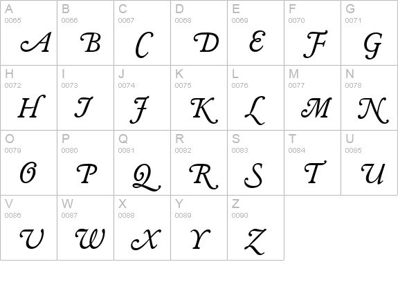 Garamond BE Swash Italic uppercase A-Z preview