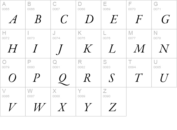 Garamond Premier Pro Italic Subhead uppercase A-Z preview