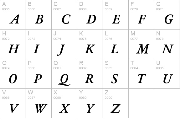 Garamond ExpBQ Medium ItalicOsF uppercase A-Z preview