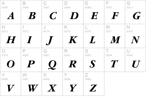 GaramondEF-BoldItalic uppercase A-Z preview