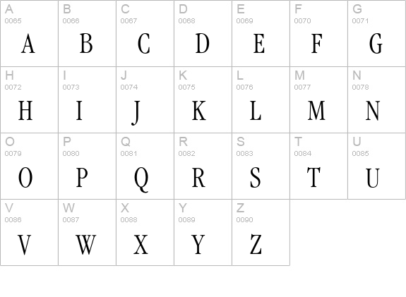 GaramondEF-LightCondensed uppercase A-Z preview