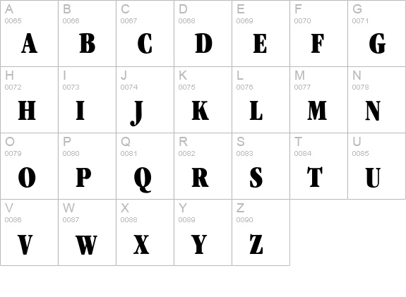 GaramondEF-UltraCondensed uppercase A-Z preview
