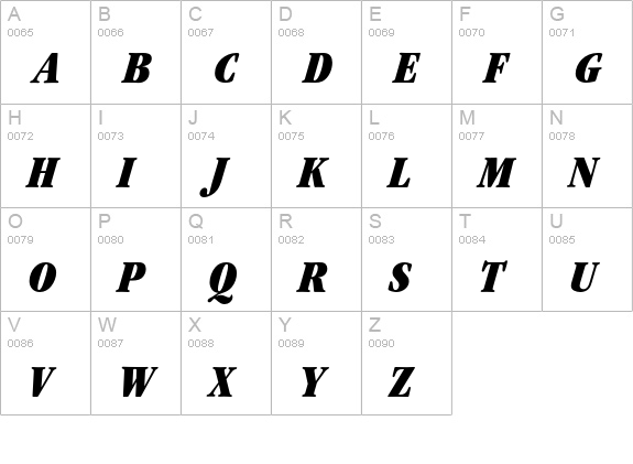 GaramondEF-UltraCondIta uppercase A-Z preview