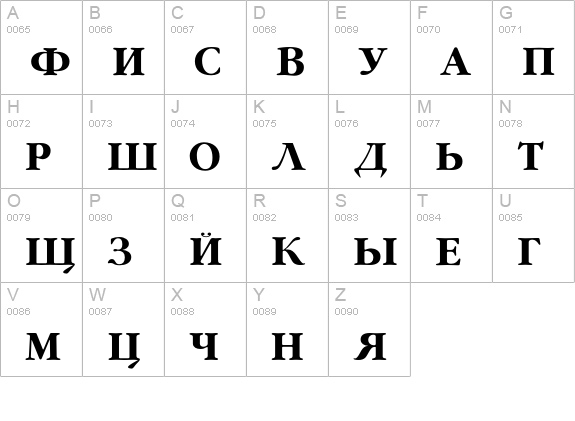 GaramondFLFCyrillic-Bold uppercase A-Z preview