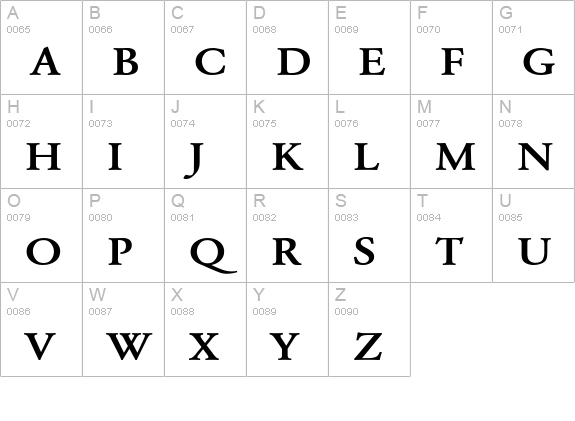 GaramondMediumE uppercase A-Z preview