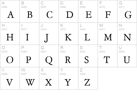 GaramondNo4CyrTCYLig uppercase A-Z preview