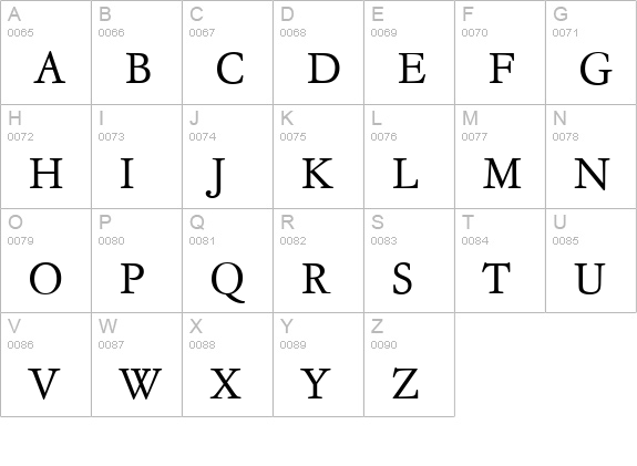 GaramondNo4TEELig uppercase A-Z preview