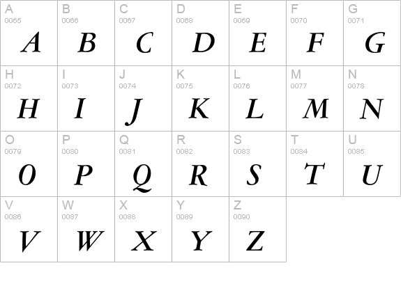Garamont AMSTERDAM Medium Italic uppercase A-Z preview