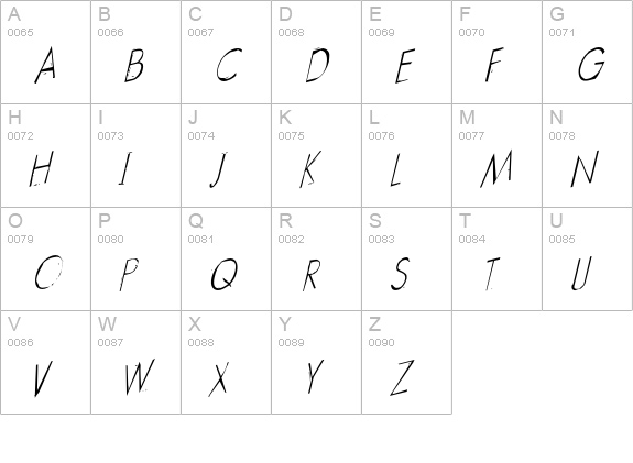 Garbage-Italic uppercase A-Z preview