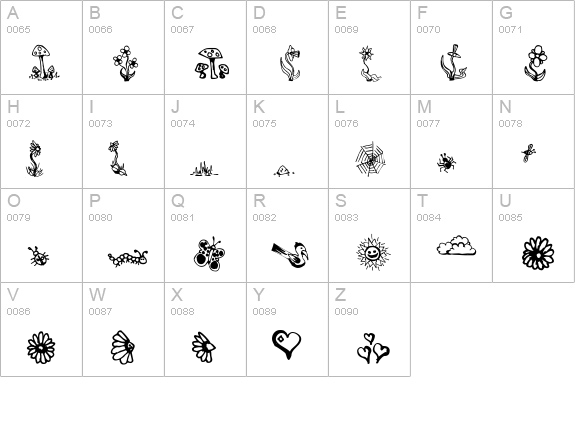 GardenDingbats uppercase A-Z preview