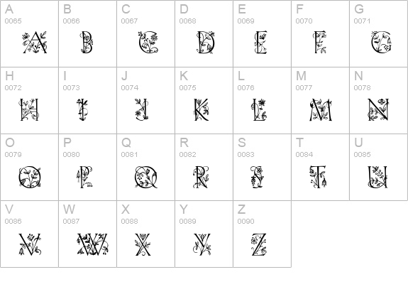 GardenDisplayCaps uppercase A-Z preview