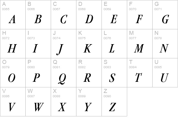 Garfeld-Nova-Cd Italic uppercase A-Z preview