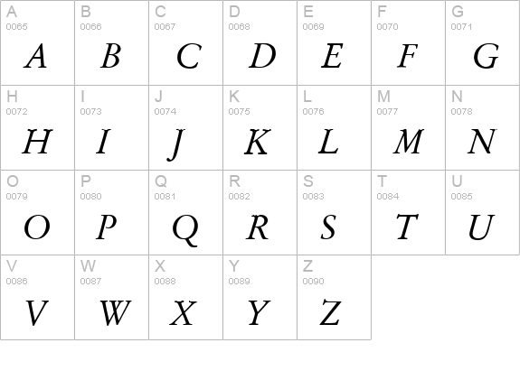 Garfeld-Original Italic uppercase A-Z preview