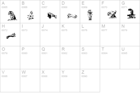 Gargoyles uppercase A-Z preview