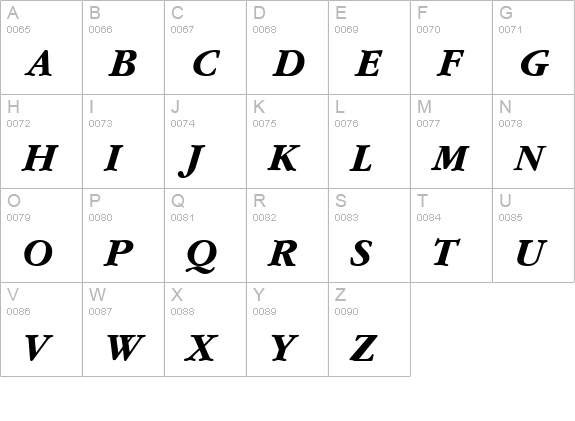 Garnet fed kursiv uppercase A-Z preview